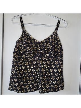 COCO Reef Floral-Print Cami Top black gold floral pattern adjustable strips 38D